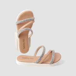 Tamanco Feminino Beira Rio Strass Colorido Nude
