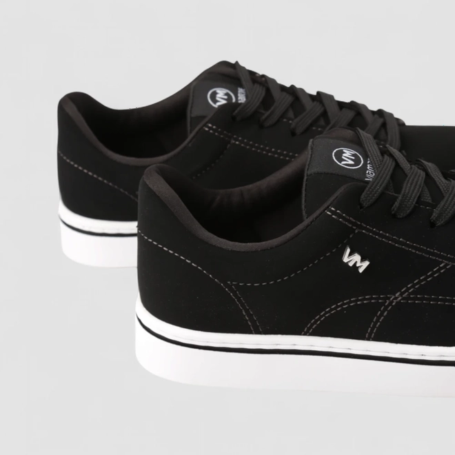 Tênis Casual Feminino Via Marte Nobuck Pesponto Preto
