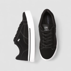 Tênis Casual Feminino Via Marte Nobuck Pesponto Preto