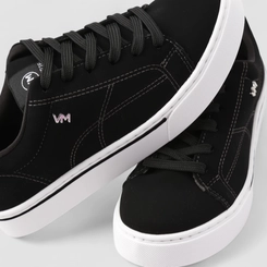 Tênis Casual Feminino Via Marte Nobuck Pesponto Preto