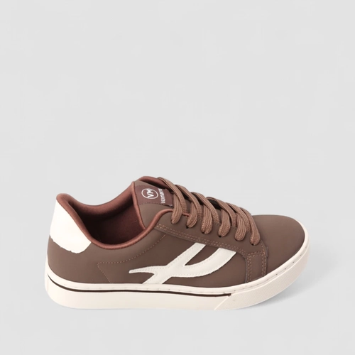 Tênis Casual Feminino Via Marte Nobuck Faixa Estilizada Marrom