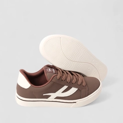 Tênis Casual Feminino Via Marte Nobuck Faixa Estilizada Marrom