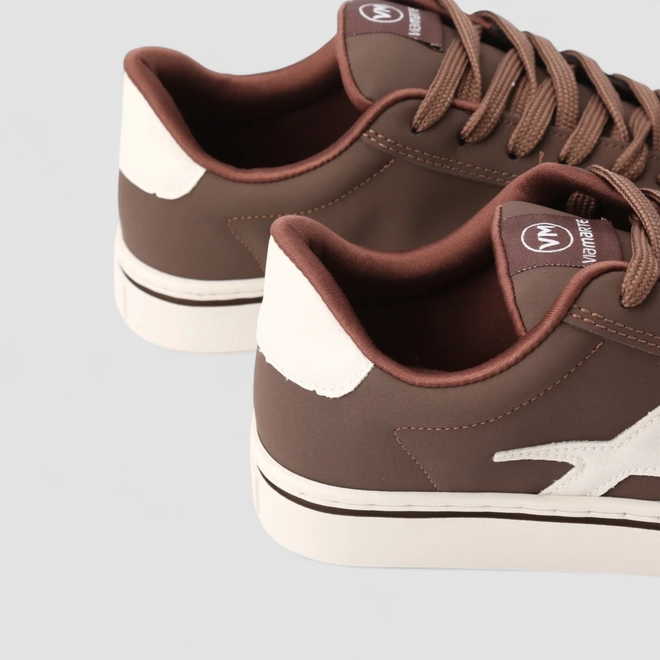 Tênis Casual Feminino Via Marte Nobuck Faixa Estilizada Marrom