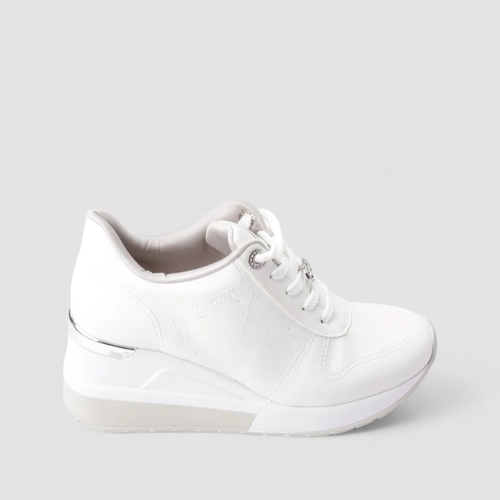 Tênis Casual Feminino Via Marte Plataforma Detalhe Brilho Branco