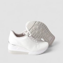 Tênis Casual Feminino Via Marte Plataforma Detalhe Brilho Branco