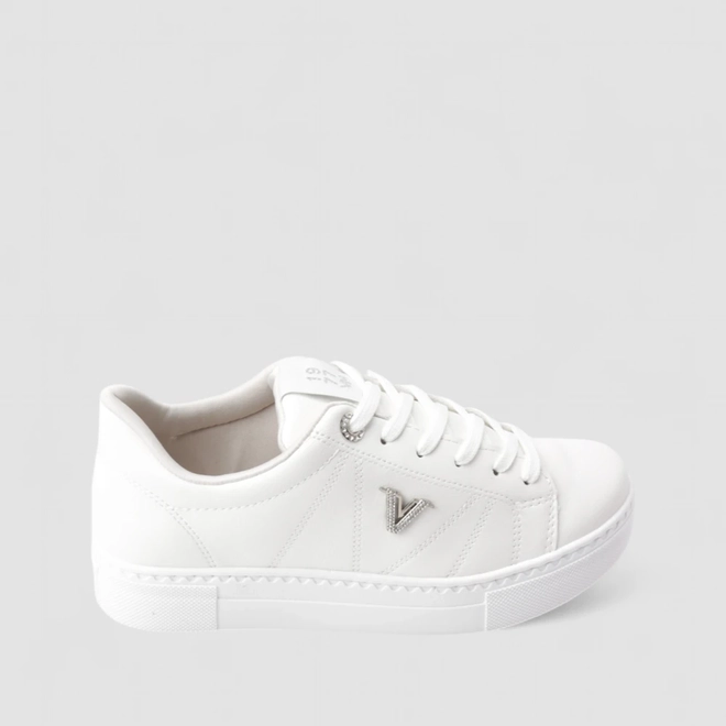 Tênis Casual Feminino Via Marte Detalhe Strass Branco