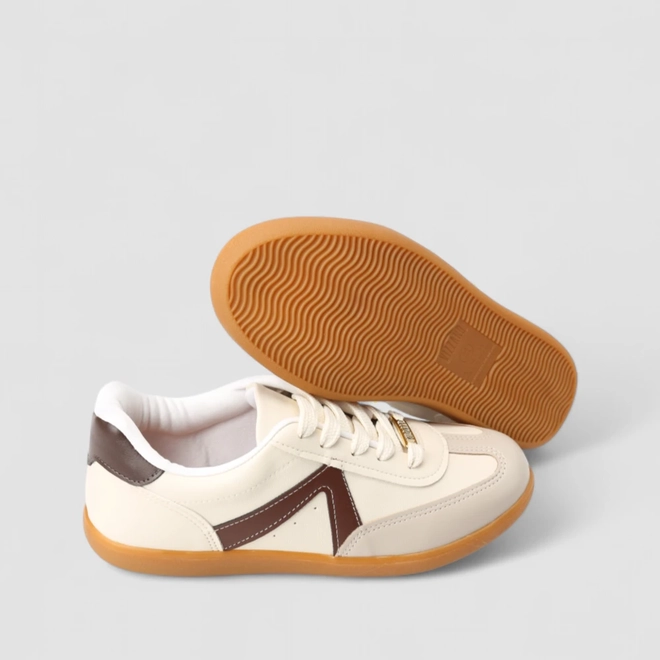 Tênis Casual Feminino Vizzano Camurça Recorte Lateral Off White