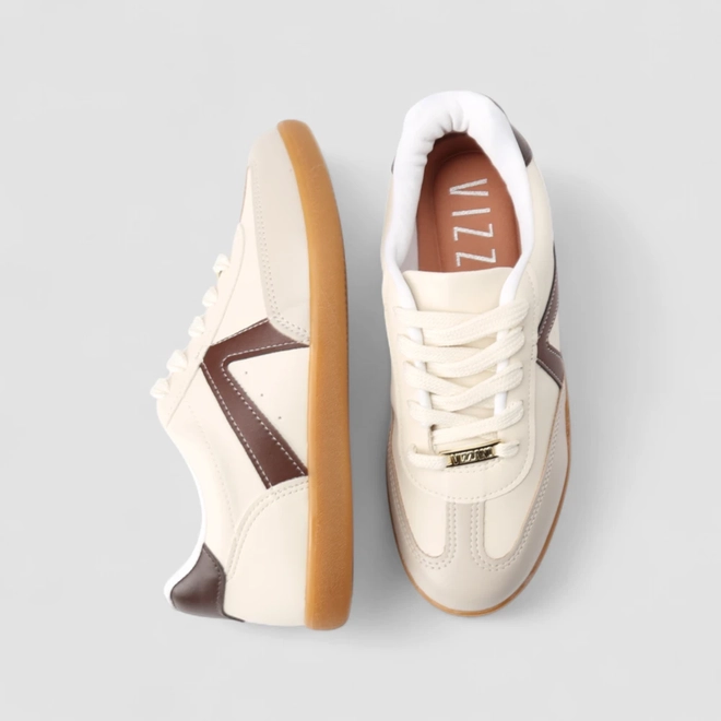 Tênis Casual Feminino Vizzano Camurça Recorte Lateral Off White