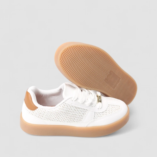 Tênis Casual Feminino Vizzano Original Detalhe Trama Branco