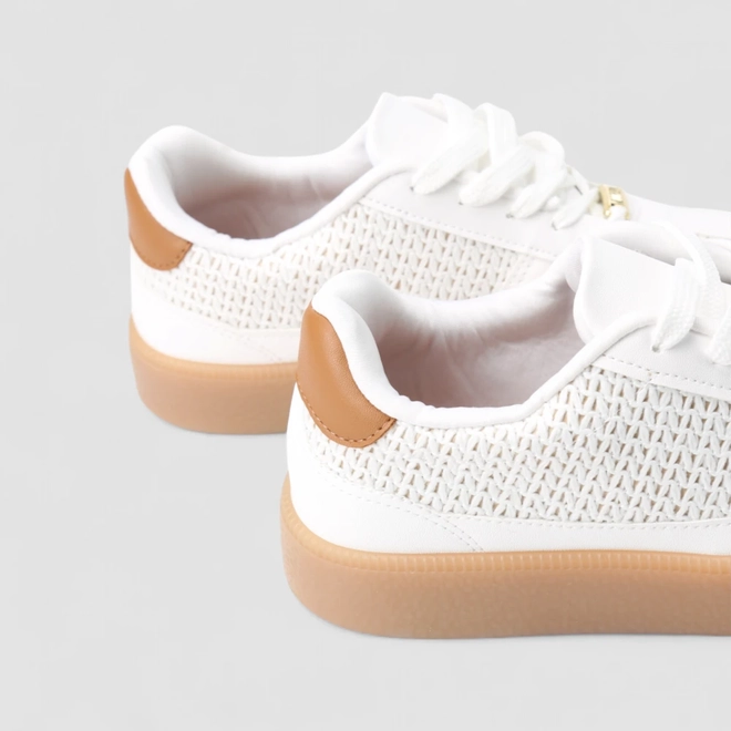 Tênis Casual Feminino Vizzano Original Detalhe Trama Branco