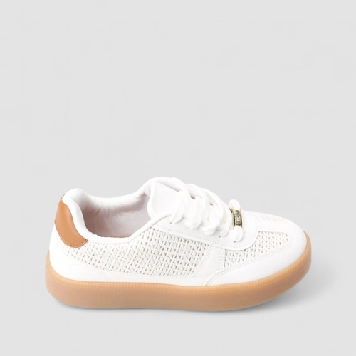 Tênis Casual Feminino Vizzano Original Detalhe Trama Branco