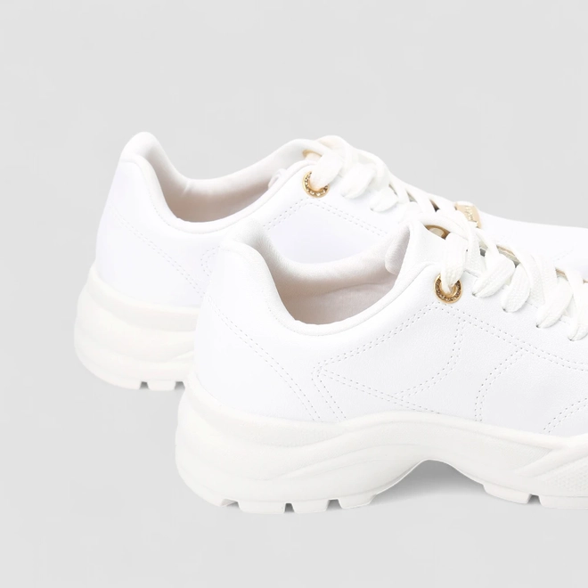 Tênis Chunky Feminino Moleca Com Detalhe Dourado Branco