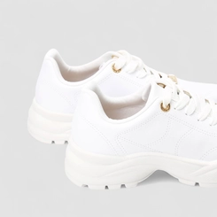 Tênis Chunky Feminino Moleca Com Detalhe Dourado Branco