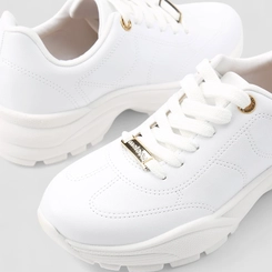 Tênis Chunky Feminino Moleca Com Detalhe Dourado Branco