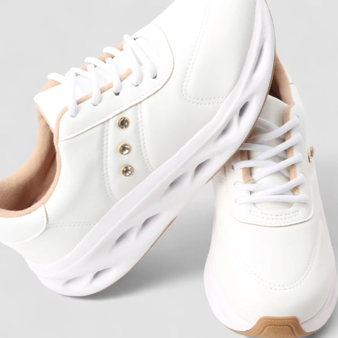 Tênis Chunky Feminino Modare Enfeite Pedraria Glitter Branco