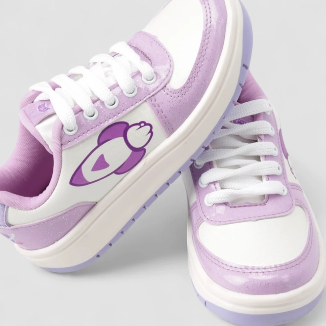 Tênis Casual Infantil Das Rosa Glitter Mesh Lilás