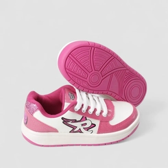 Tênis Casual Infantil Dos Rosa Glitter Verniz Branco