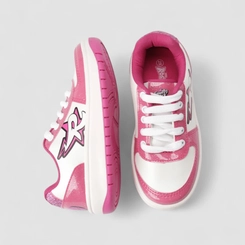Tênis Casual Infantil Dos Rosa Glitter Verniz Branco