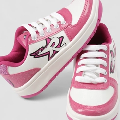 Tênis Casual Infantil Dos Rosa Glitter Verniz Branco