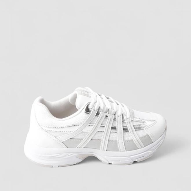 Tênis Casual Feminino Ramarim Detalhes Prata Mesh Branco