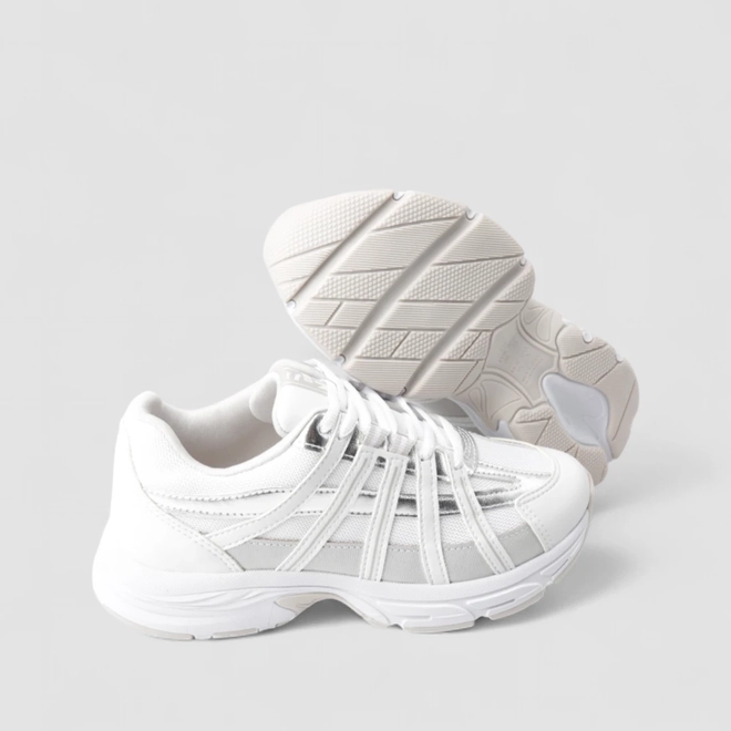 Tênis Casual Feminino Ramarim Detalhes Prata Mesh Branco