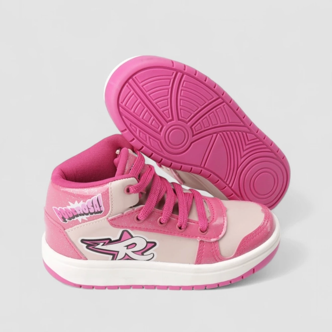 Tênis Casual Infantil Das Rosa Verniz Glitter Rosa