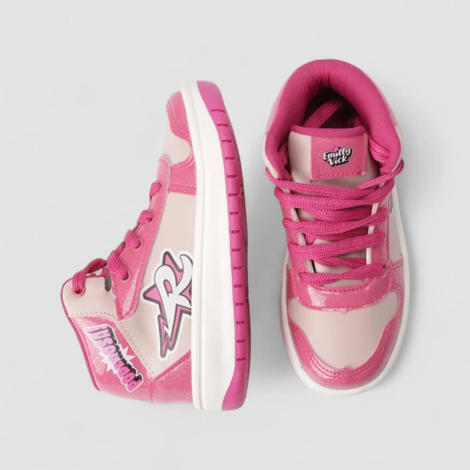 Tênis Casual Infantil Das Rosa Verniz Glitter Rosa