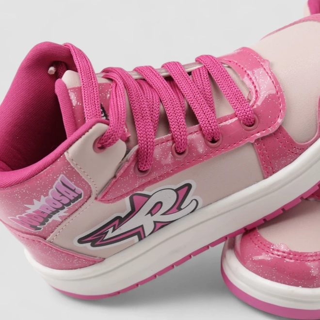 Tênis Casual Infantil Das Rosa Verniz Glitter Rosa