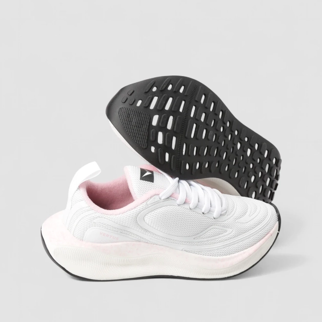 Tênis Esportivo Feminino Vertus Mesh Branco & Rosa