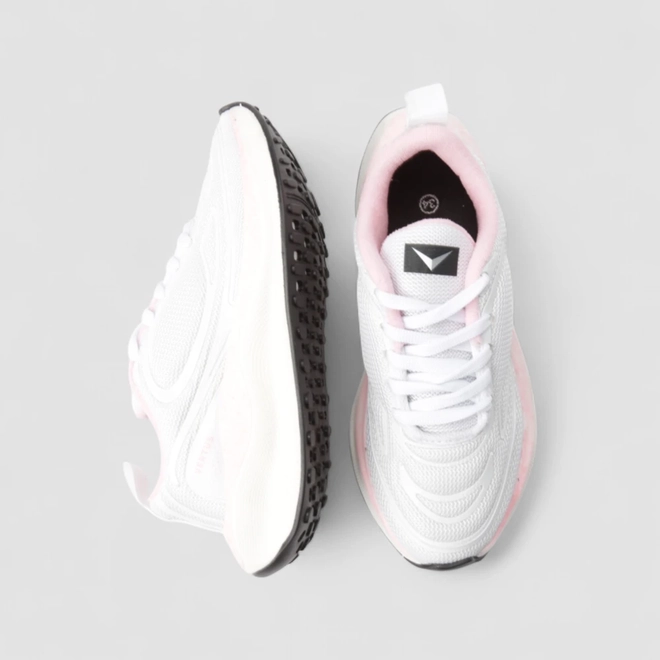 Tênis Esportivo Feminino Vertus Mesh Branco & Rosa