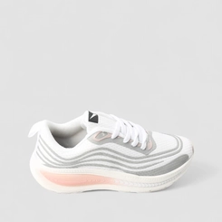 Tênis Esportivo Feminino Vertus Faixas Estilizadas Branco & Rosa