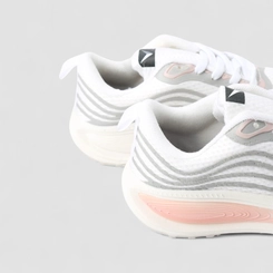 Tênis Esportivo Feminino Vertus Faixas Estilizadas Branco & Rosa