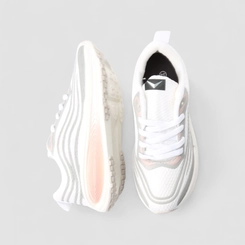 Tênis Esportivo Feminino Vertus Faixas Estilizadas Branco & Rosa