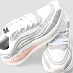 Tênis Esportivo Feminino Vertus Faixas Estilizadas Branco & Rosa