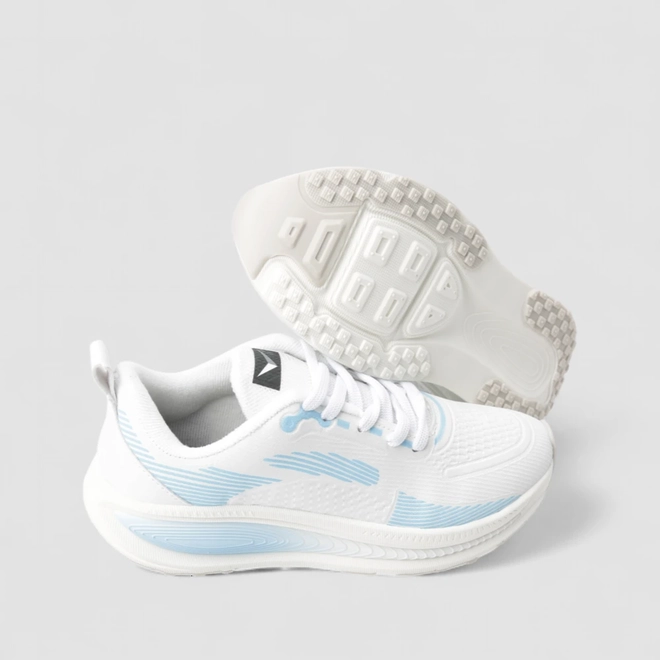 Tênis Esportivo Feminino Vertus Listras Estilizadas Branco & Azul