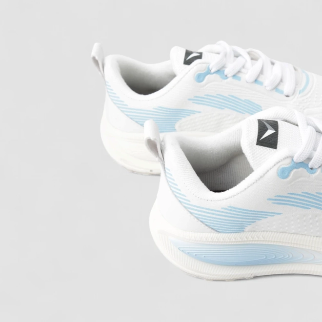 Tênis Esportivo Feminino Vertus Listras Estilizadas Branco & Azul