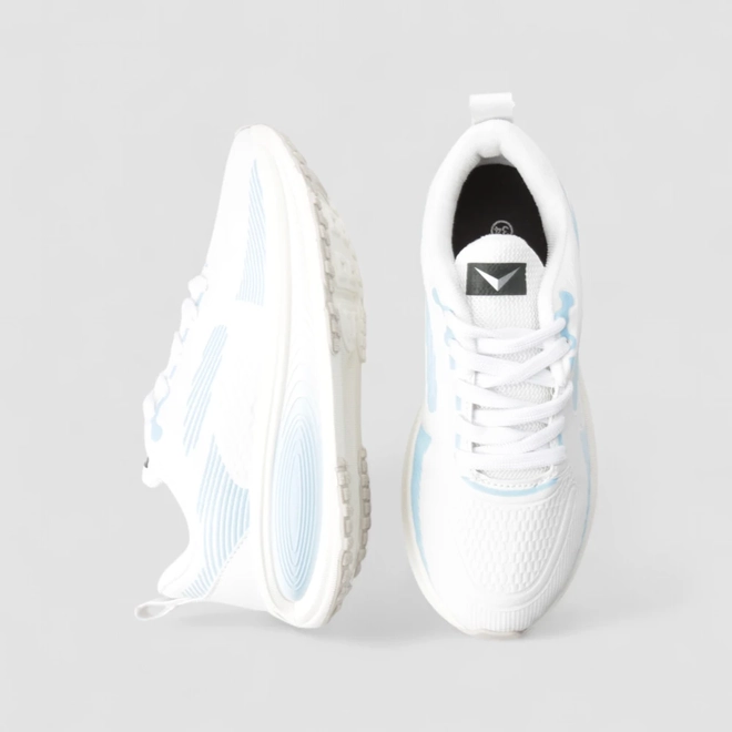 Tênis Esportivo Feminino Vertus Listras Estilizadas Branco & Azul