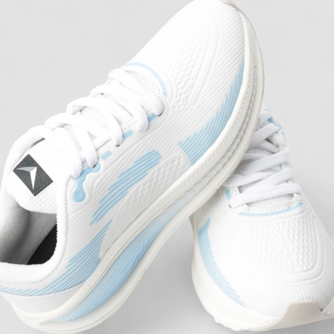 Tênis Esportivo Feminino Vertus Listras Estilizadas Branco & Azul
