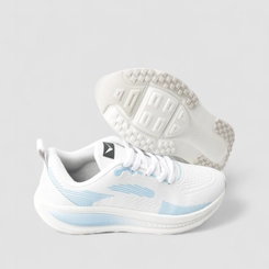 Tênis Esportivo Feminino Vertus Listras Estilizadas Branco & Azul