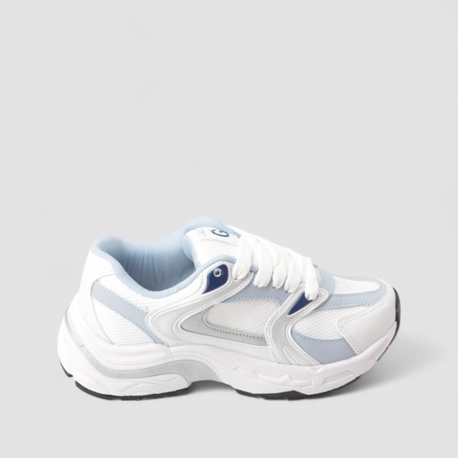 Tênis Casual Feminino Logus Mesh Branco & Azul
