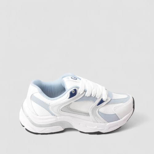 Tênis Casual Feminino Logus Mesh Branco & Azul