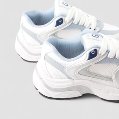 Tênis Casual Feminino Logus Mesh Branco & Azul