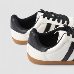 Tênis Casual Feminino Penélope Detalhe Recorte Camurça Bege
