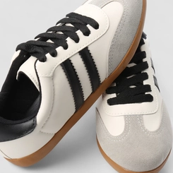 Tênis Casual Feminino Penélope Detalhe Recorte Camurça Bege