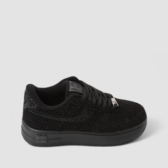 Tênis Casual Feminino Vanscy Camurça Detalhe Glitter Preto