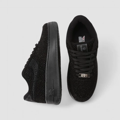 Tênis Casual Feminino Vanscy Camurça Detalhe Glitter Preto