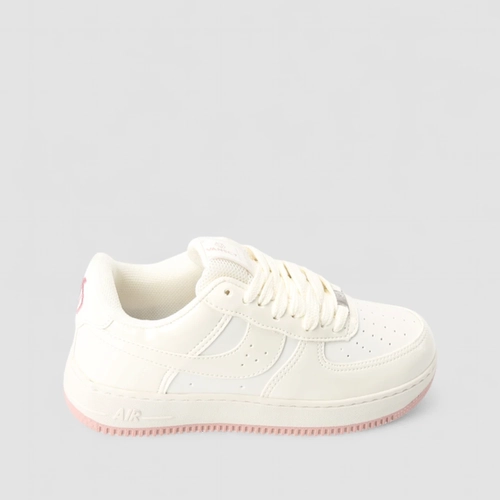 Tênis Casual Feminino Vanscy Pesfuros Recorte Verniz Branco