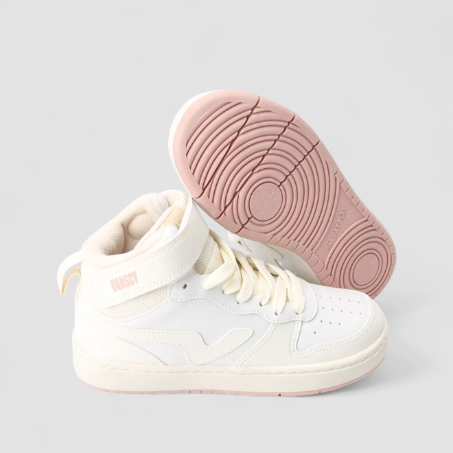 Tênis Casual Feminino Vanscy Cano Alto Mesh Off White