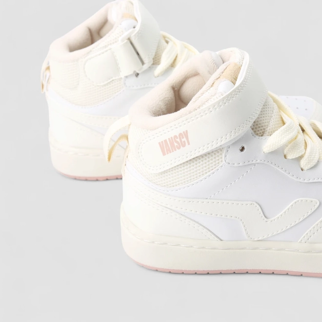 Tênis Casual Feminino Vanscy Cano Alto Mesh Off White
