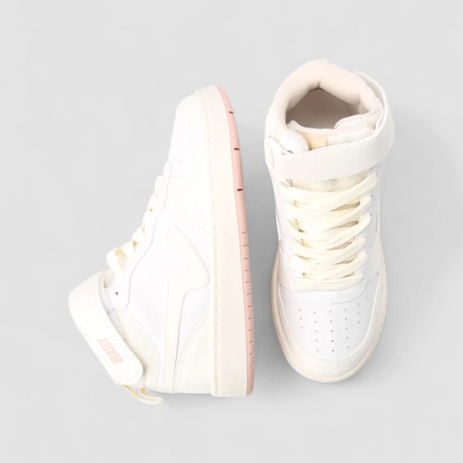 Tênis Casual Feminino Vanscy Cano Alto Mesh Off White